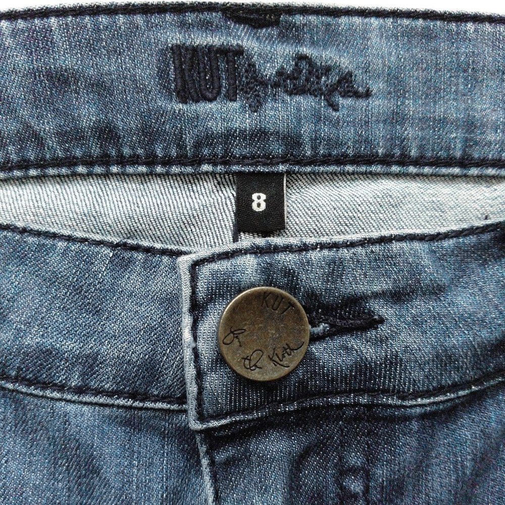 New KUT from the Kloth Raw Hem Gaucho Jeans Blue 8 - Picture 7 of 8